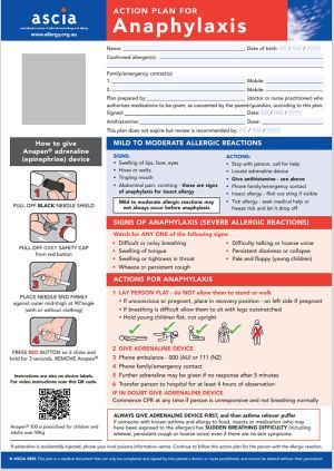 ASCIA Action Plan for Anaphylaxis (RED) Anapen® 2025